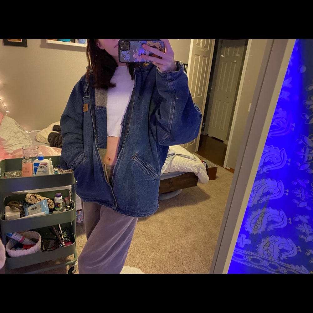 Carhartt hooded jean jacket